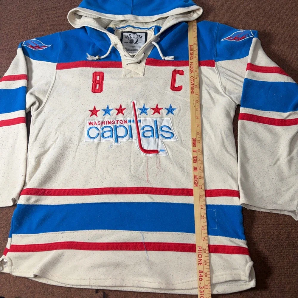 Old Time Hockey Washington Capitals Alex Ovechkin 8 Lace Up Hoodie Mens L Blue